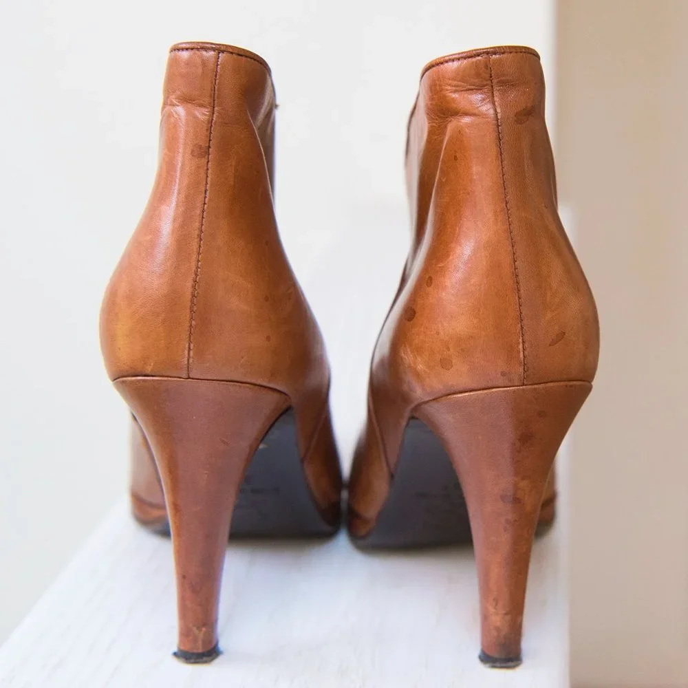 Barneys New York CO-OP Brown Mahogany Stiletto Heel Booties 37 - Picture 4 of 8